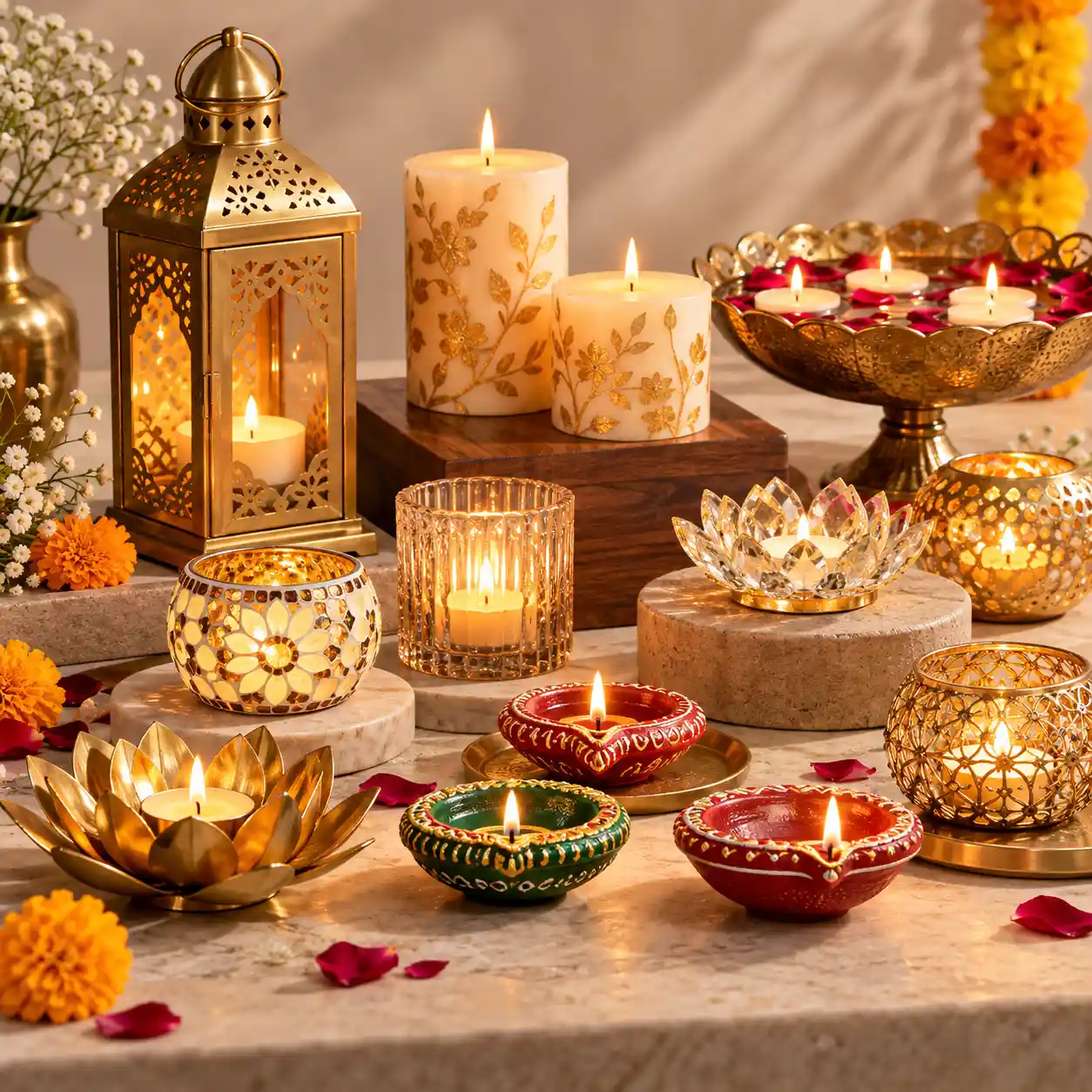 Diya and candle product photography for Diwali decor