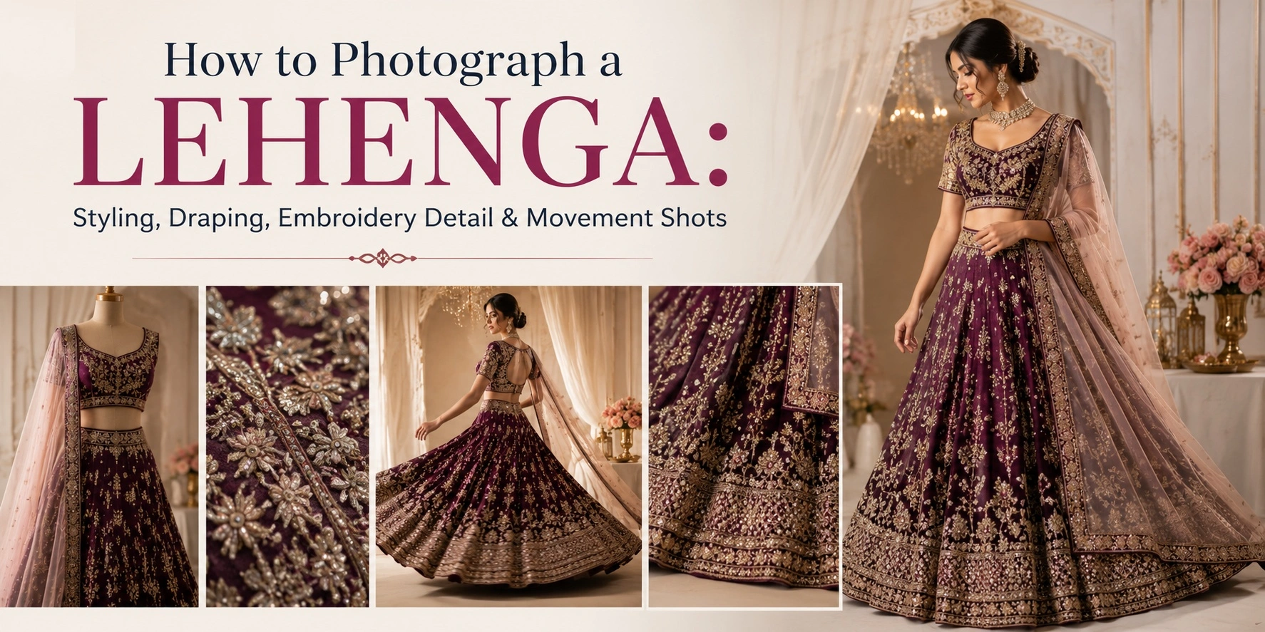 How to Photograph a Lehenga: Styling, Draping, Embroidery Detail & Movement Shots