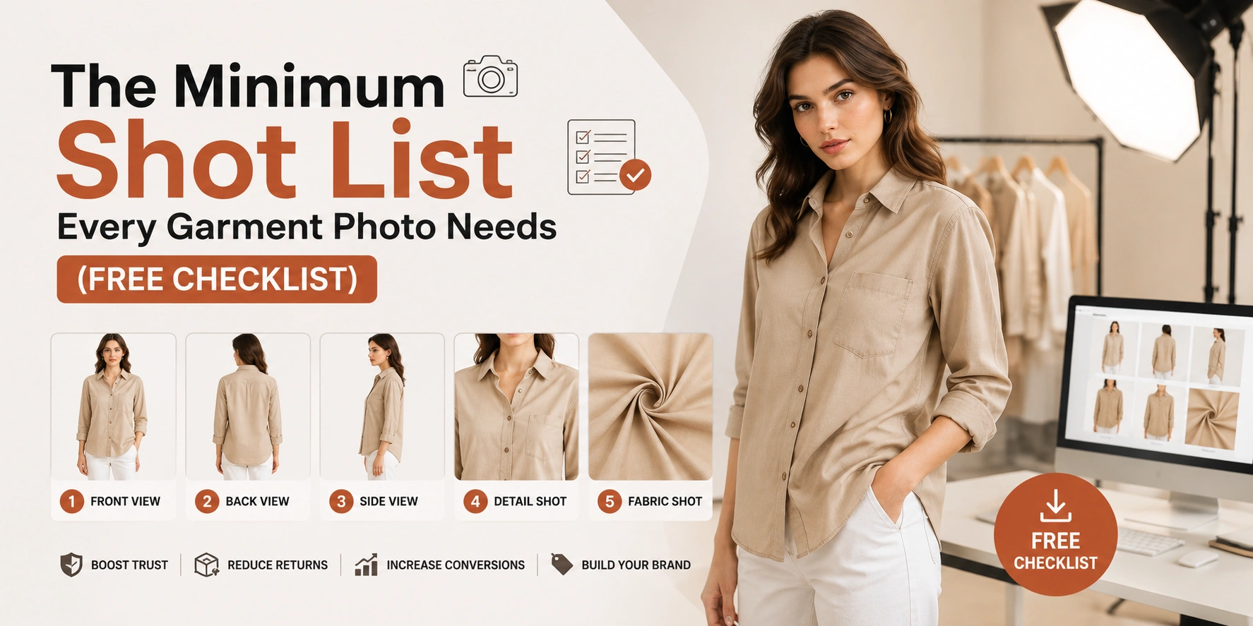 The Minimum Shot List Every Garment Photo Needs (Free Checklist)