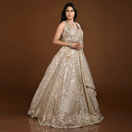 Professional lehenga fashion photography example - side angle - by Lohar Studio
