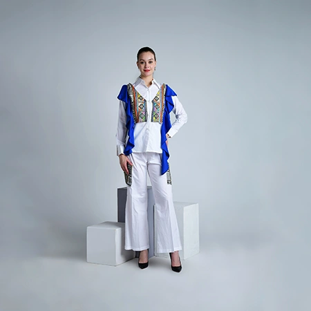 Model wearing a designer co-ord set - professional garment photography for Bawana clothing brands by Lohar Studio